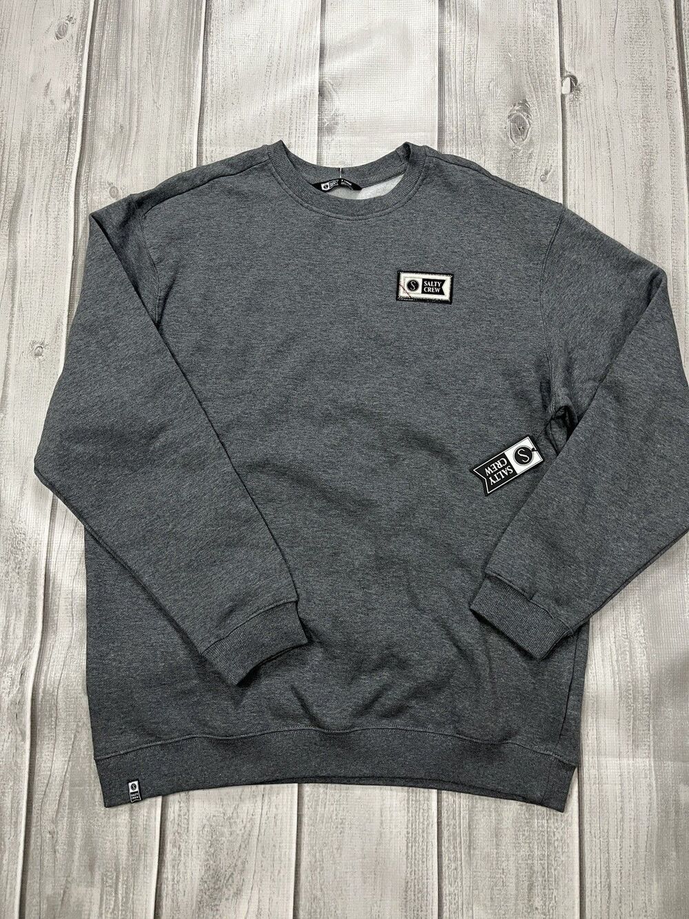 NEW Salty Crew Men’s Top Stitch Crewneck Sweatshirt XLarge Gunmetal Heather